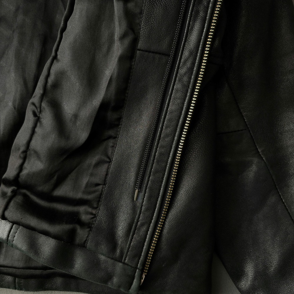 Vintage 90s Leather Jacket Small Black Oversized Denver Hayes - Picture 11 of 16